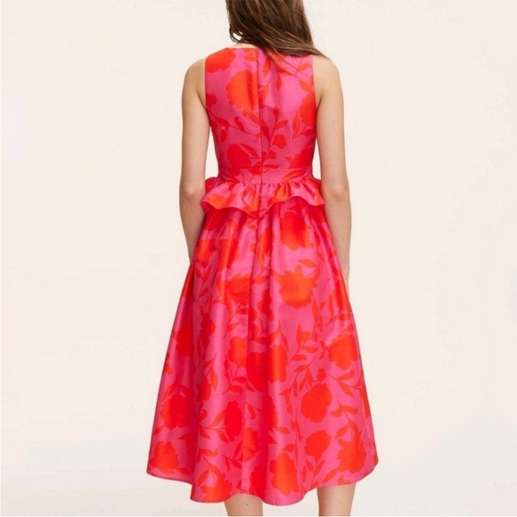 Kate Spade X Target Classic Rose Peplum Midi Dress Size 12 NWOT - Picture 2 of 9